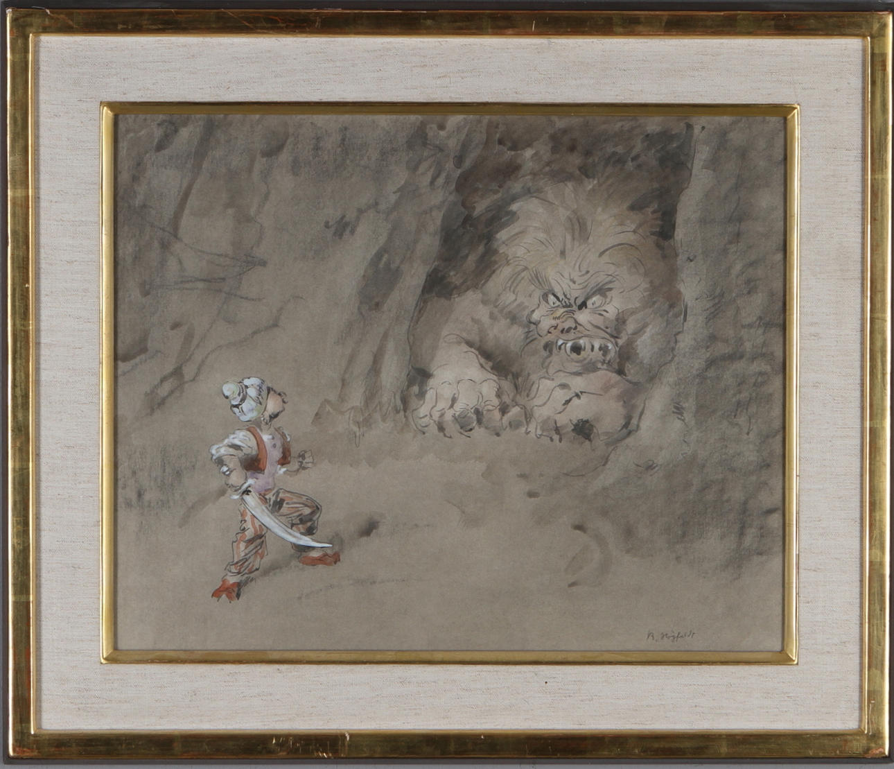 ROBERT HÖGFELDT. "Äventyraren", akvarell, signerad.