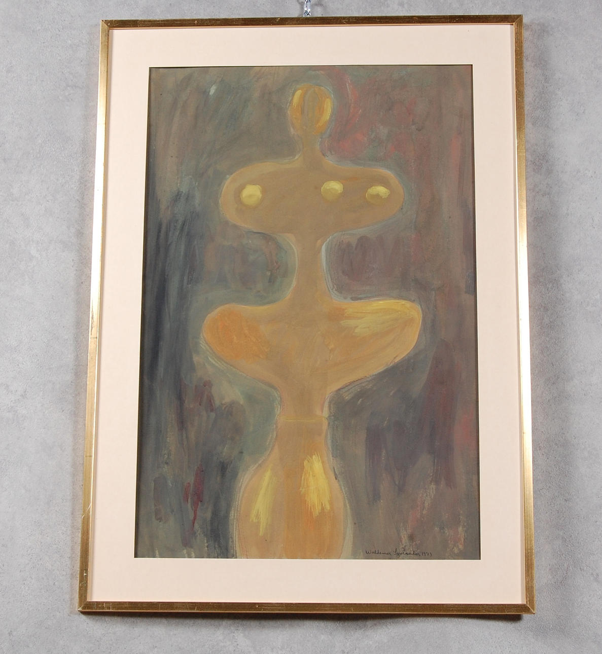 WALDEMAR SJÖLANDER. Blandteknik, signerad, daterad 1973.