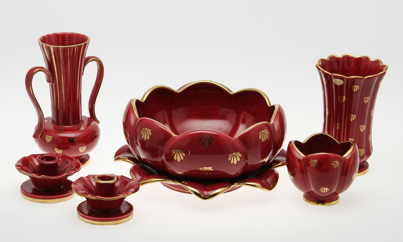 PARTI KERAMIK, 6 delar, "Rubin", Geffle.