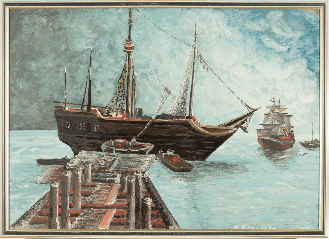 K:KOENNECKE. Schiff an der Mole.