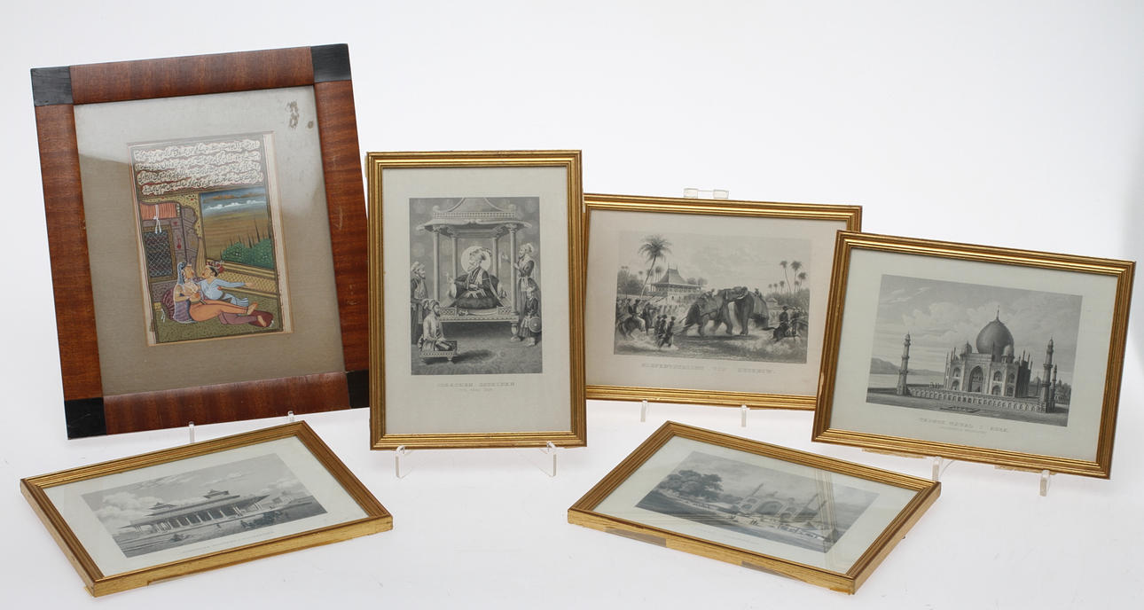 GOUACH, erotisk motiv, Indien, 1800-tal, GRAFISKA TRYCK, 5 st, motiv från Indien 1800-tal.