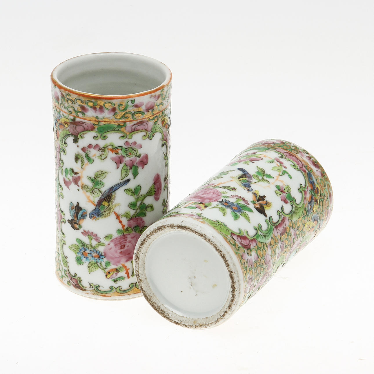 PENSELVASER, porslin, Kanton, 1800-tal, Kina.