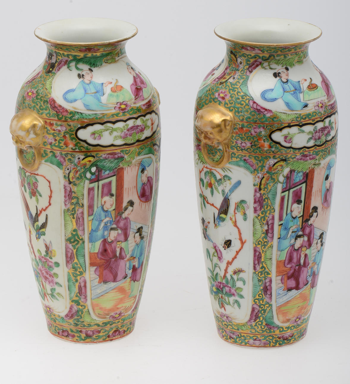 VASER, ett par, porslin, Kanton, Kina, 1800/1900-tal.