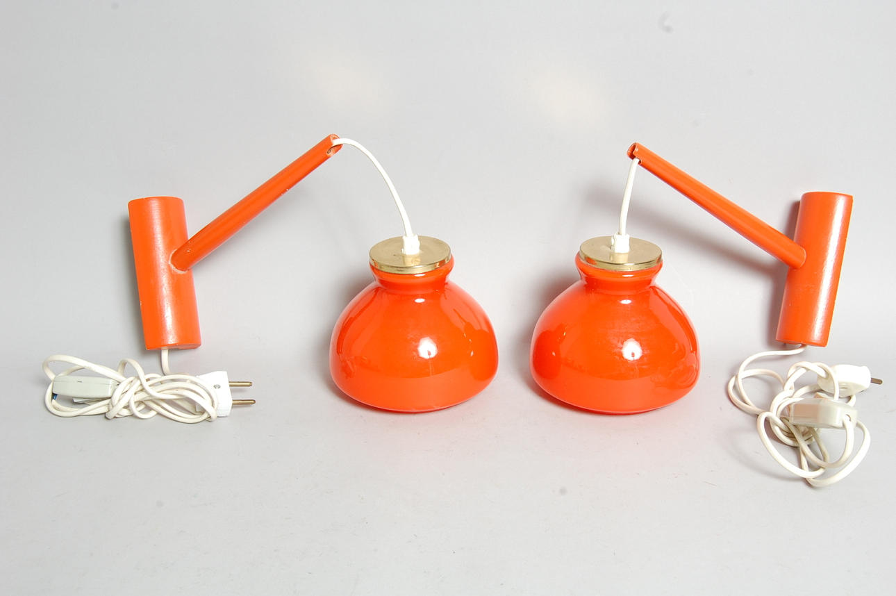 LAMPOR, 1 par, glas, trä, Troligen Holmegaard, Danmark, 1960-tal.