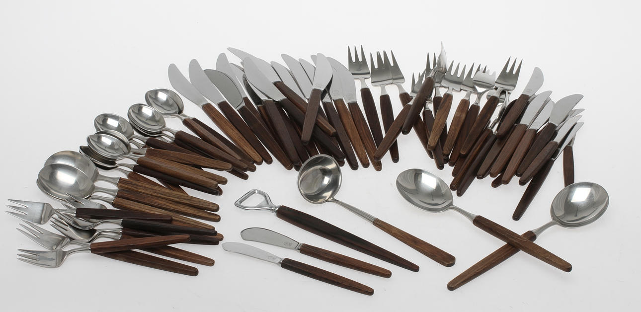 BESTICK, 70 delar, Tias Eckhoff, för Lundtofte, Danmark, 1960-tal.