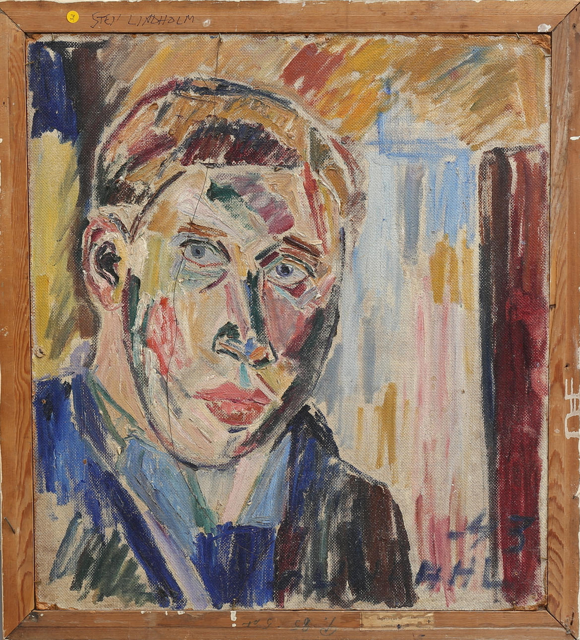 STEN LINDAHL. Portrait. Oil on Board, signed and dated -43.