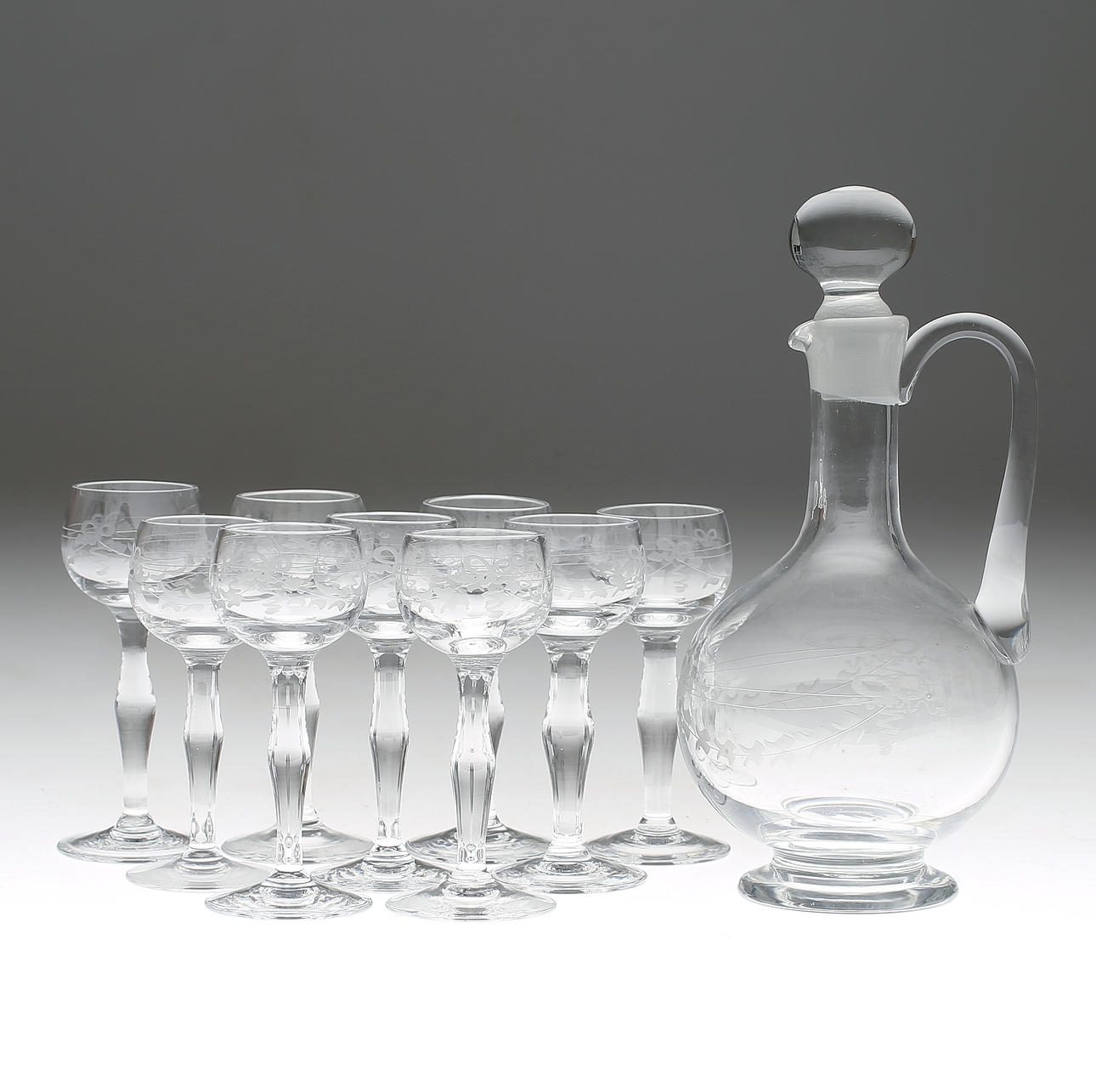 CARAFE WITH SNAP GLASS, 10 pieces, "Antik", Reijmyre.