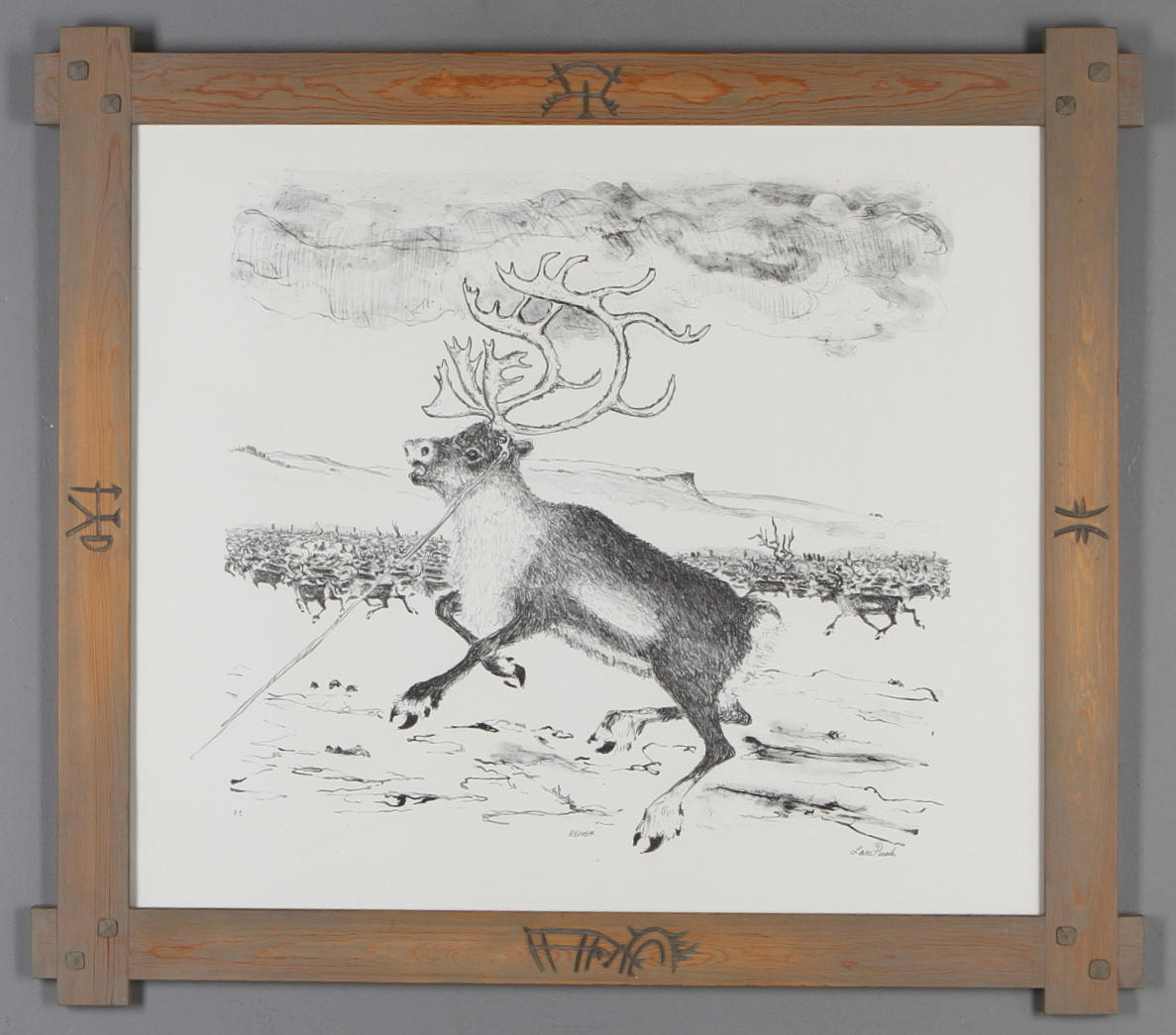 LARS PIRAK. "Renen", litografi, provtryk, signerad.