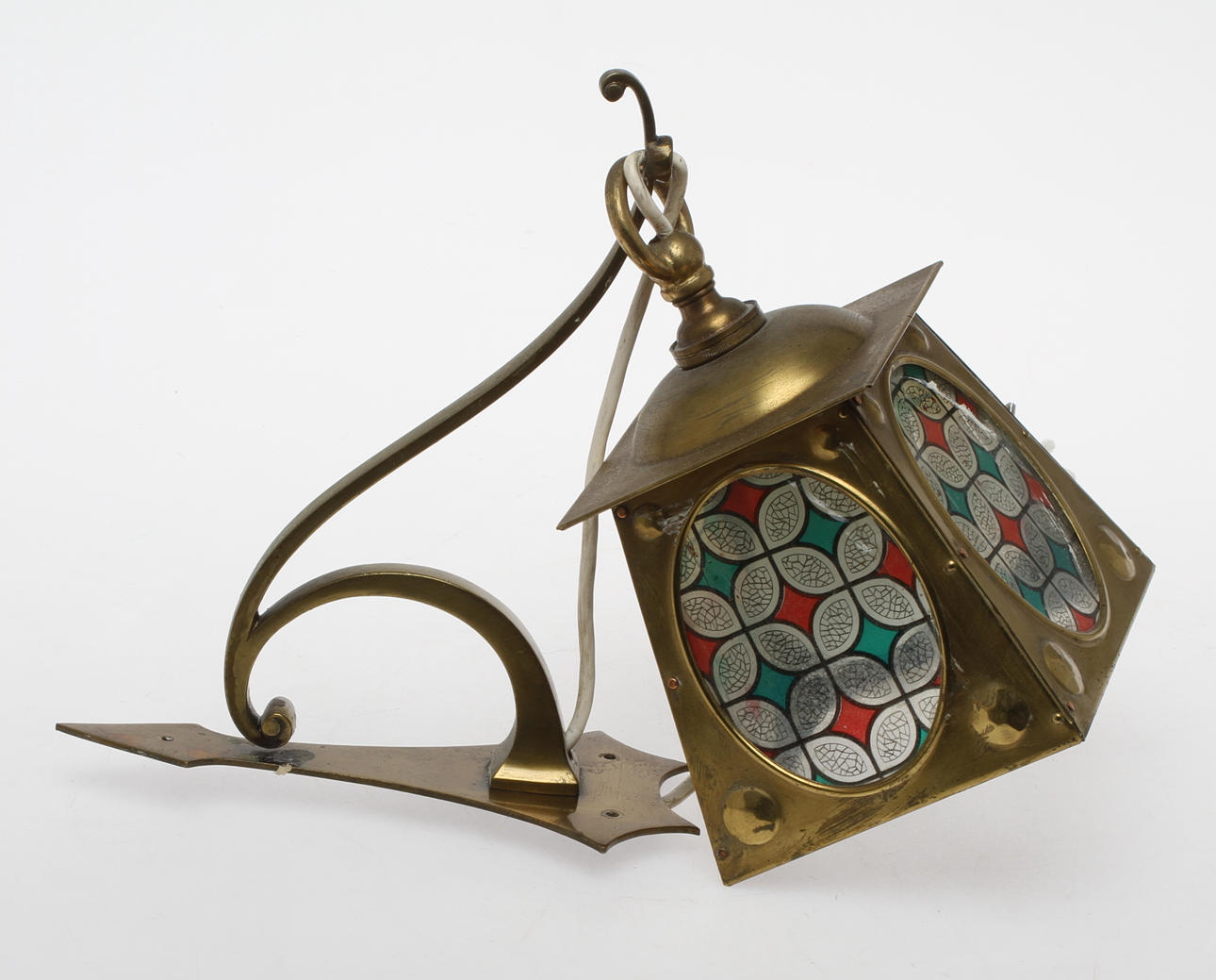 VÄGGLAMPA, gulmetall, 1900-tal.