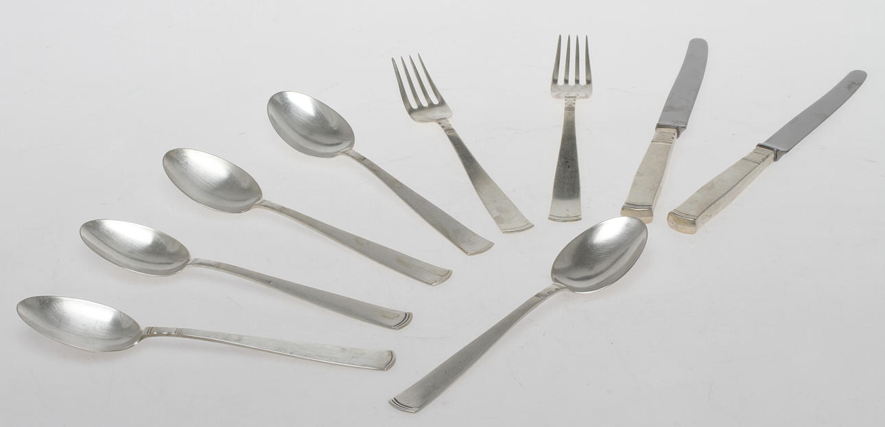 BESTICK, 9 delar, silver, "Rosenholm", GAB, Stockholm.