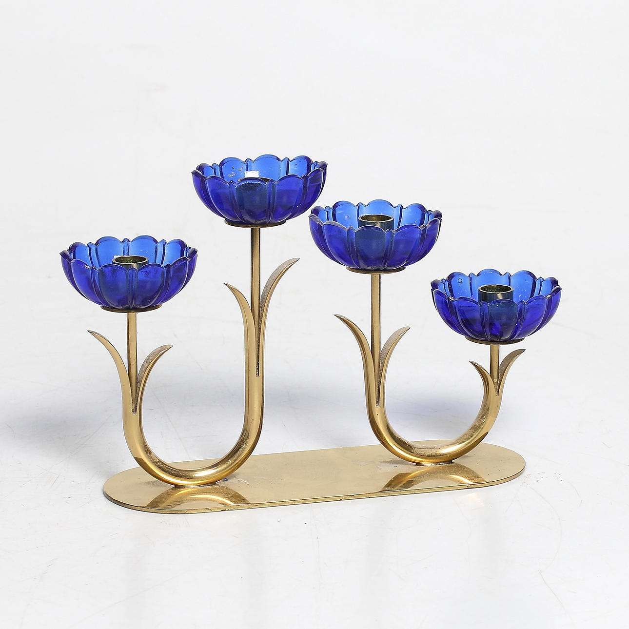 CANDLESTICK, brass, glass. Gunnar Ander Ystad, 1900s.