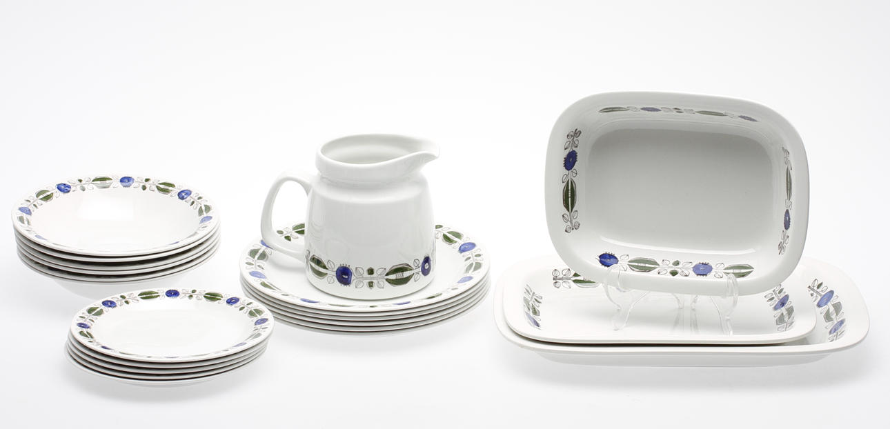 SERVISDELAR, flintgods, 21 delar, "Siv", Rörstrand, 1960-tal.