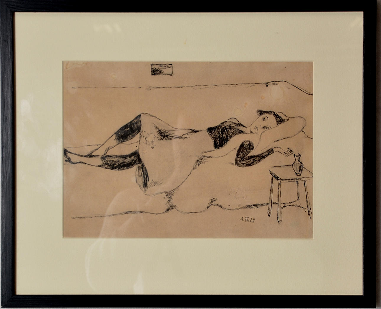 AXEL FRIDELL. Tuschteckning.