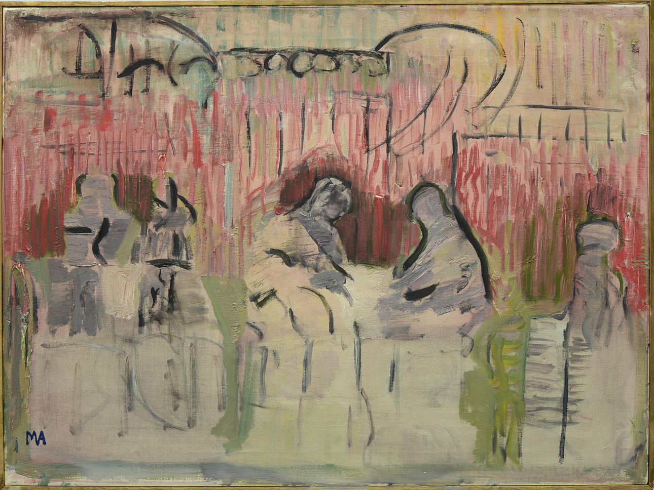 MAJ ARNELL. "Paris-café" Olja på duk, signerad.