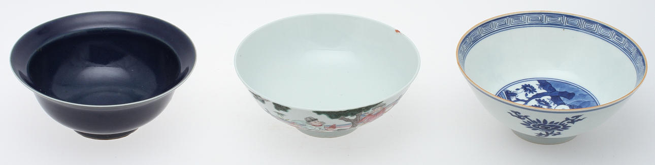 SKÅLAR, 3 st, porslin, bl a Kina.