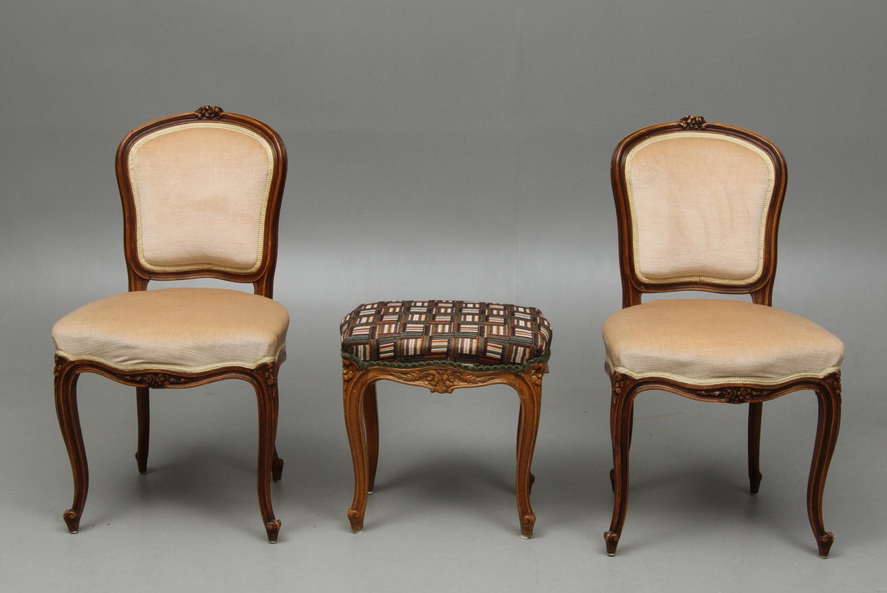 STOLAR, ett par, TABURETT, rokokostil, 1900-tal.