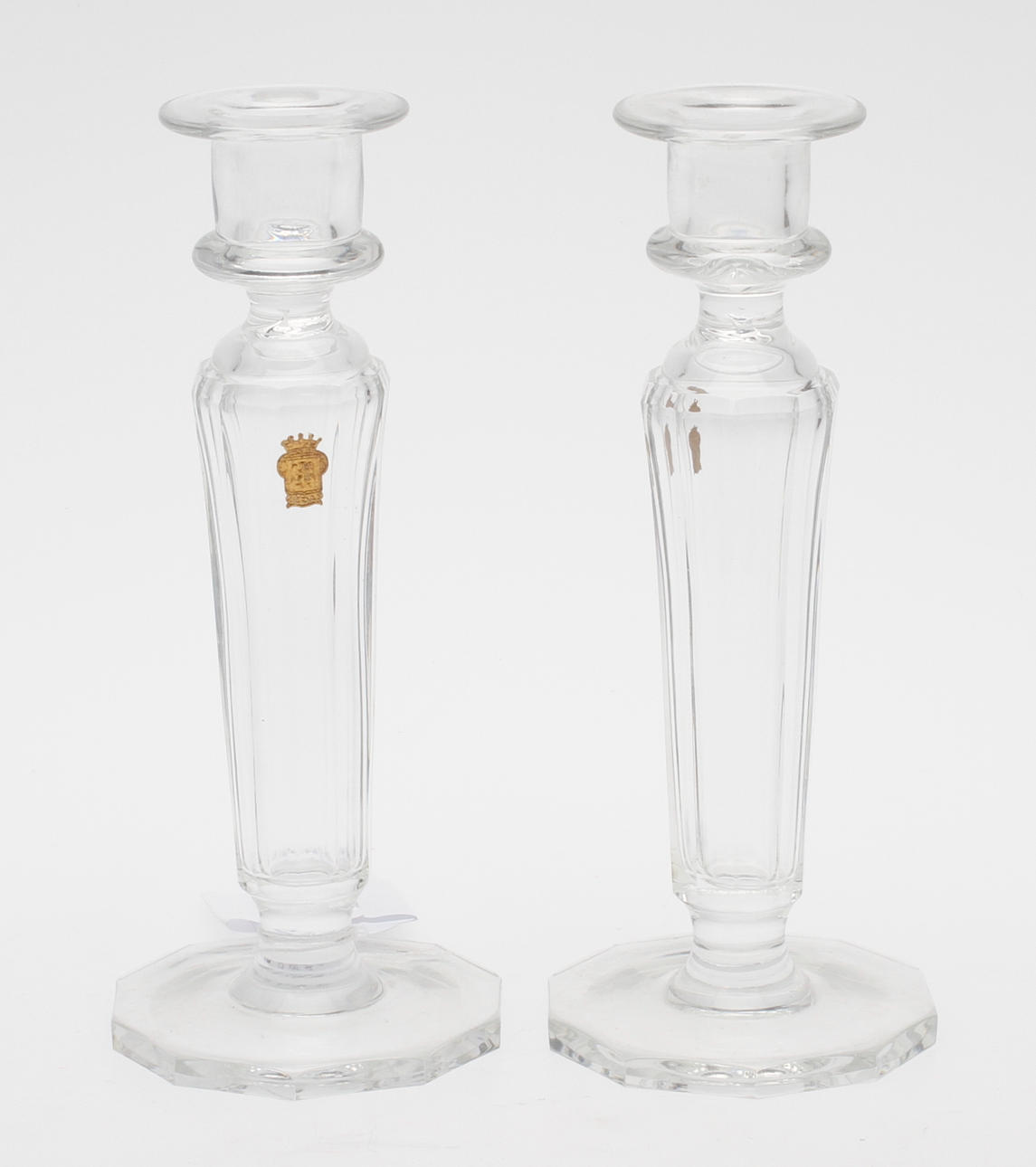 LJUSSTAKAR, ett par, glas, Eda glasbruk.