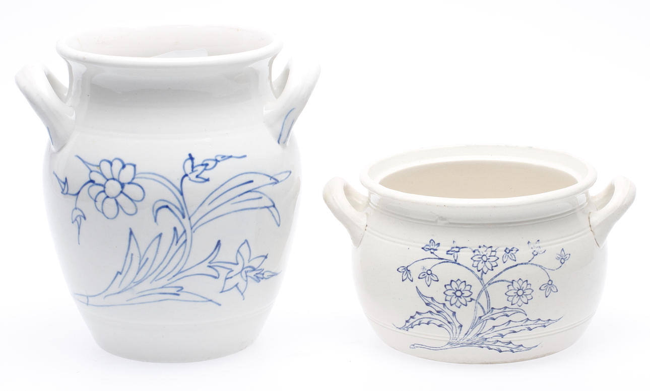 KRUKOR, 2 st, stenmassa, Rörstrand och Gustafsberg.