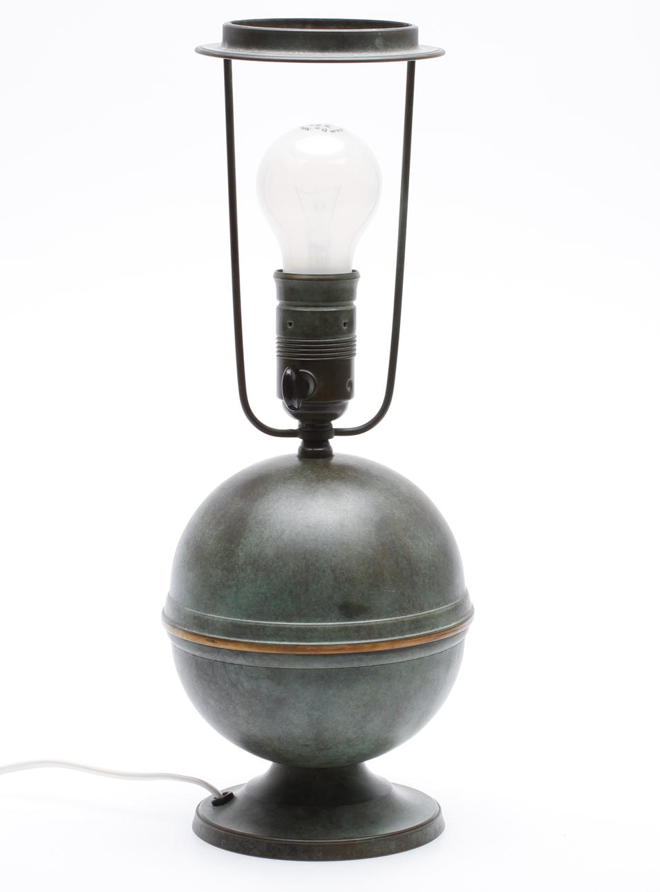 BORDSLAMPA, patinerad metall, Art Deco, 1900-talets första hälft.