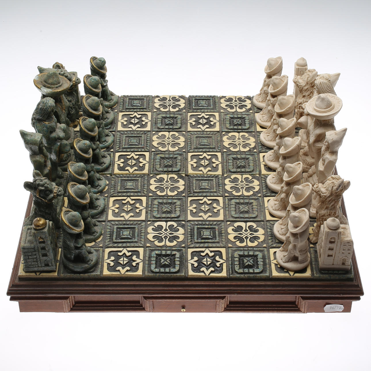 TABLERO DE AJEDREZ con PIEZAS, plastilina.