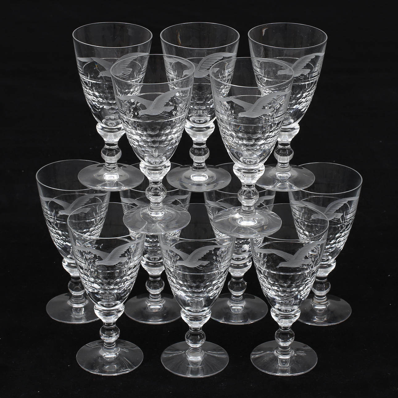 WINE GLASSES, 12 pcs, ground.