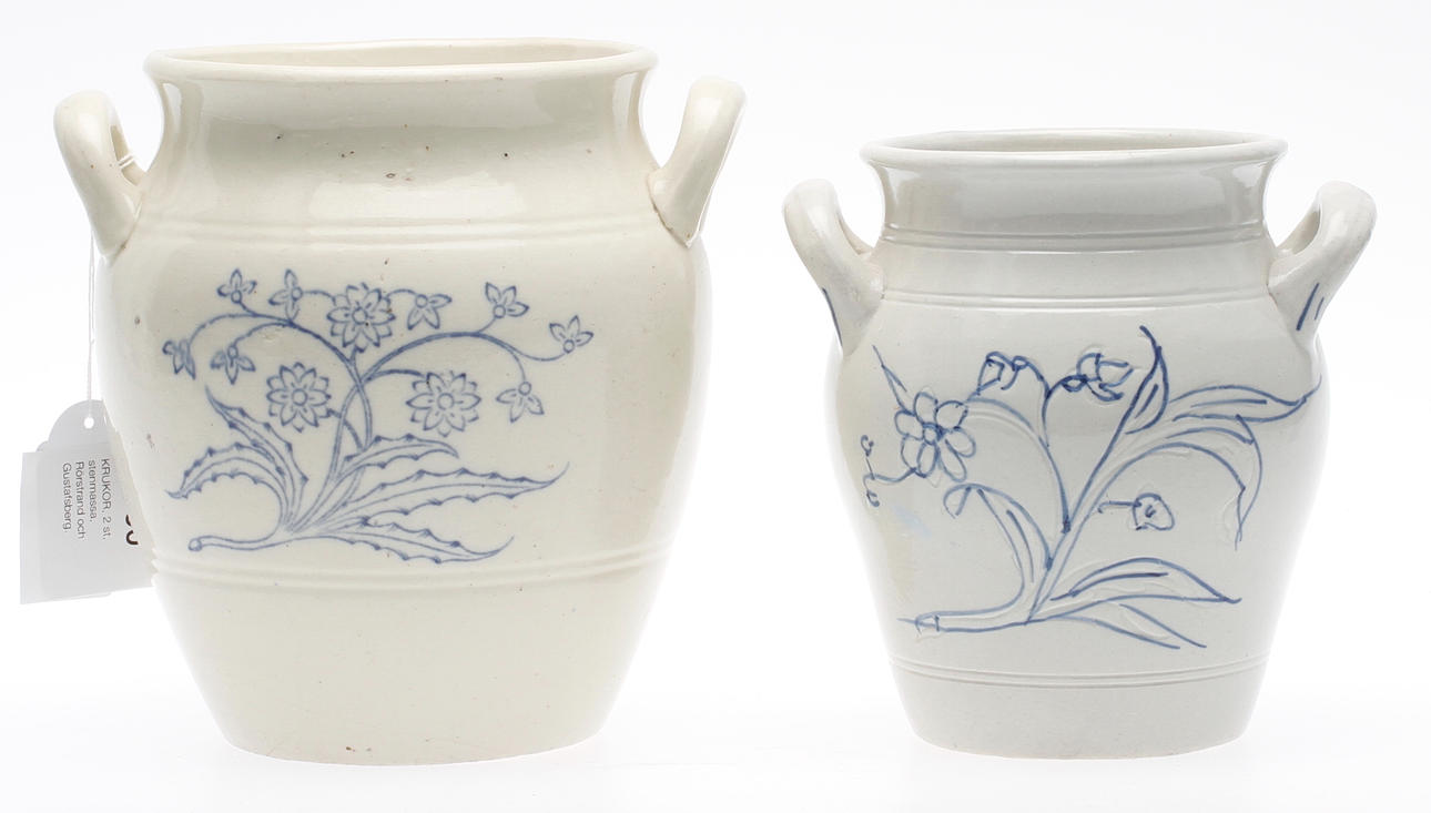 KRUKOR, 2 st, stenmassa, Rörstrand och Gustafsberg.