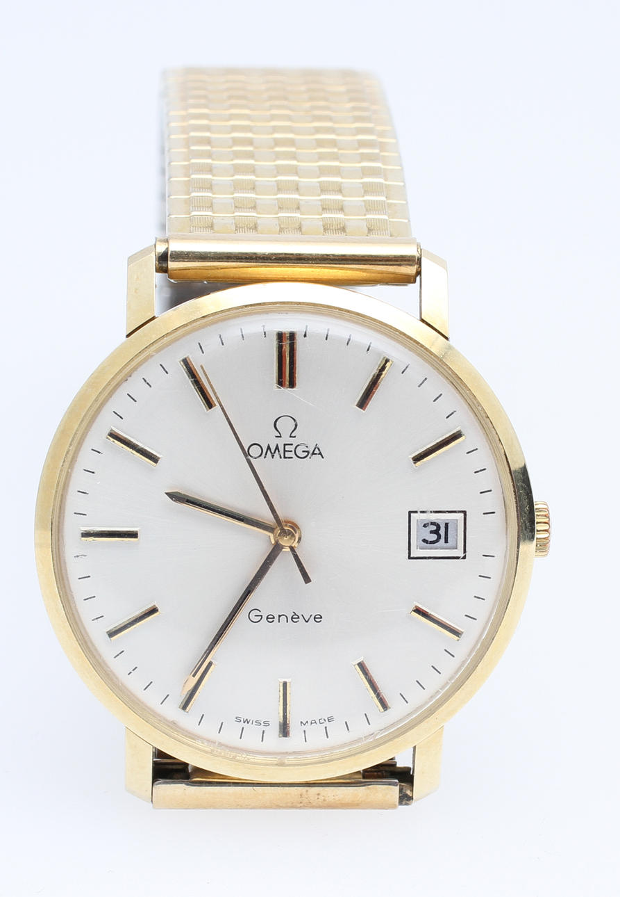 HERARMBANDSUR, Omega Genéve, 14k i ur.
