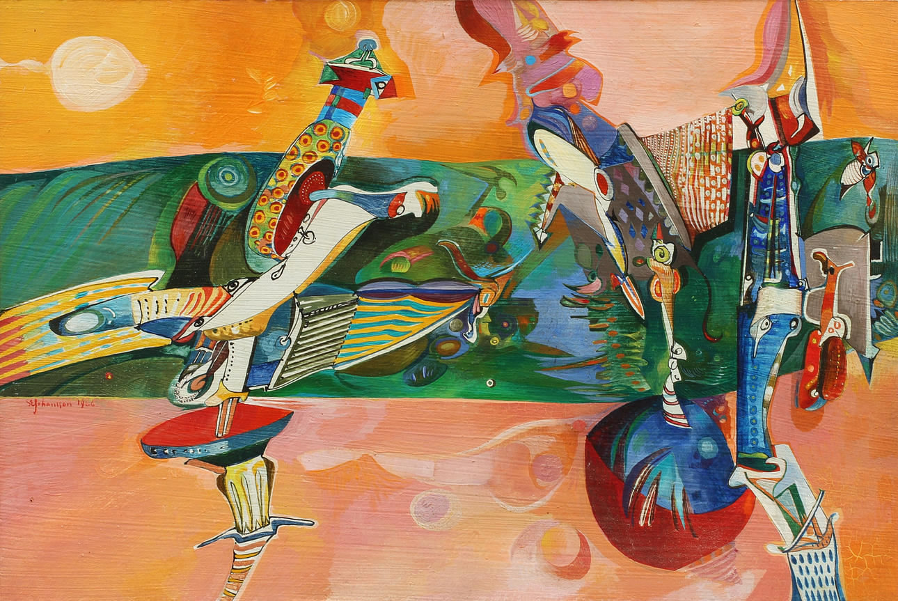 SVEN-ERIK JOHANSSON (F. 1925). "Den gröna vägen". Olja på pannå.