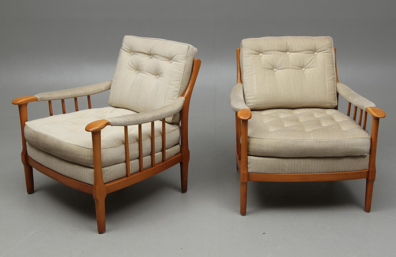 FÅTÖLJER, ett par, 1900-talets andra hälft.