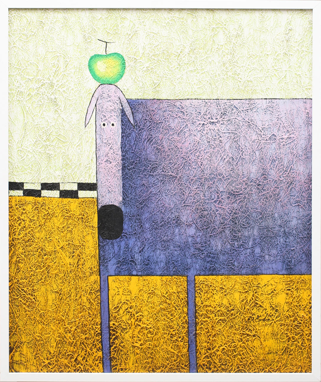 DANIEL KESSLER. Får med æble, mixed media, signeret.