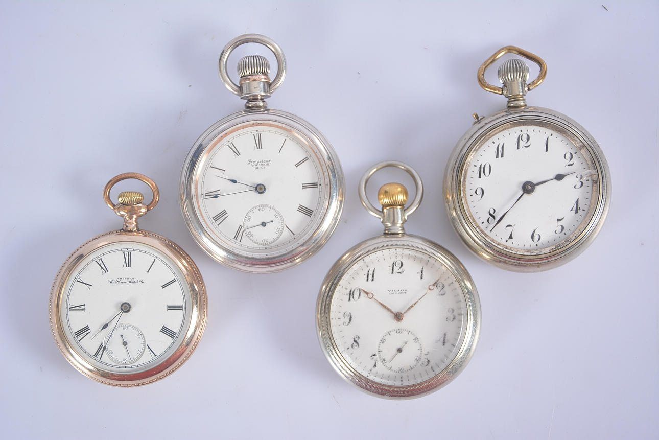 POCKET WATCH, 4 pcs, including silver.
