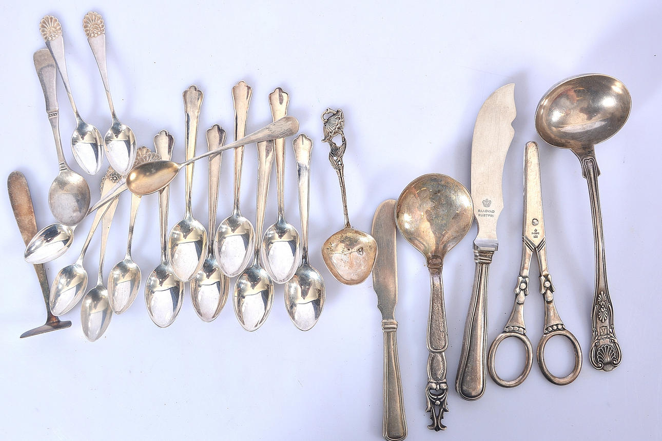 CUTLERY, silver, 22 pieces, including Denmark.