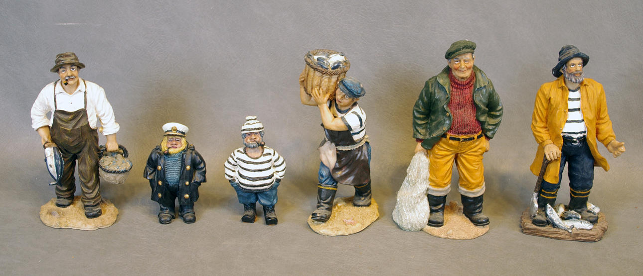 FISKARGUBBAR, 6 stycken, konstmassa.