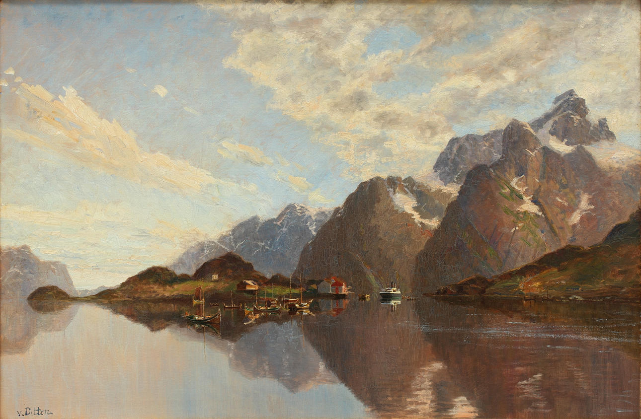 JOHANNES VAN DITTEN (1848-1924). Motiv över Lofoten. Olja på duk.