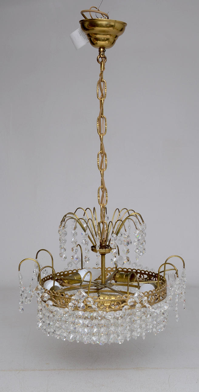 TAKPLAFOND, mässing och kristall.