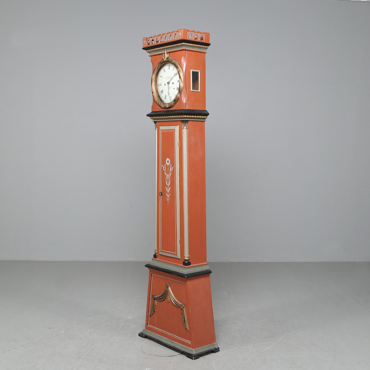 BODENDRAHT, bemaltes Holz, datiert 1850.