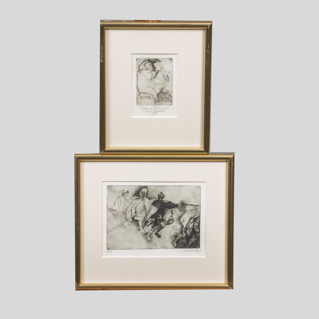 MARINA RICHTER. Compositions, 2 etchings, signed.