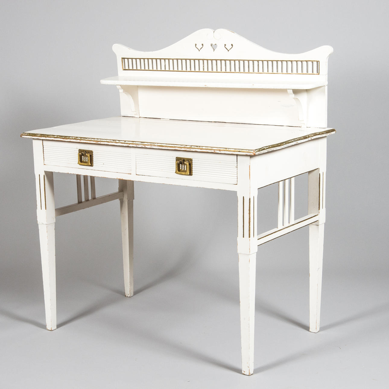 SCHREIBTISCH, weiß lackiert, Jugendstil.