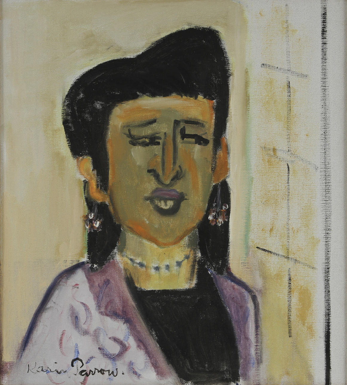 KARIN PARROW. Olja på duk. Signerad.