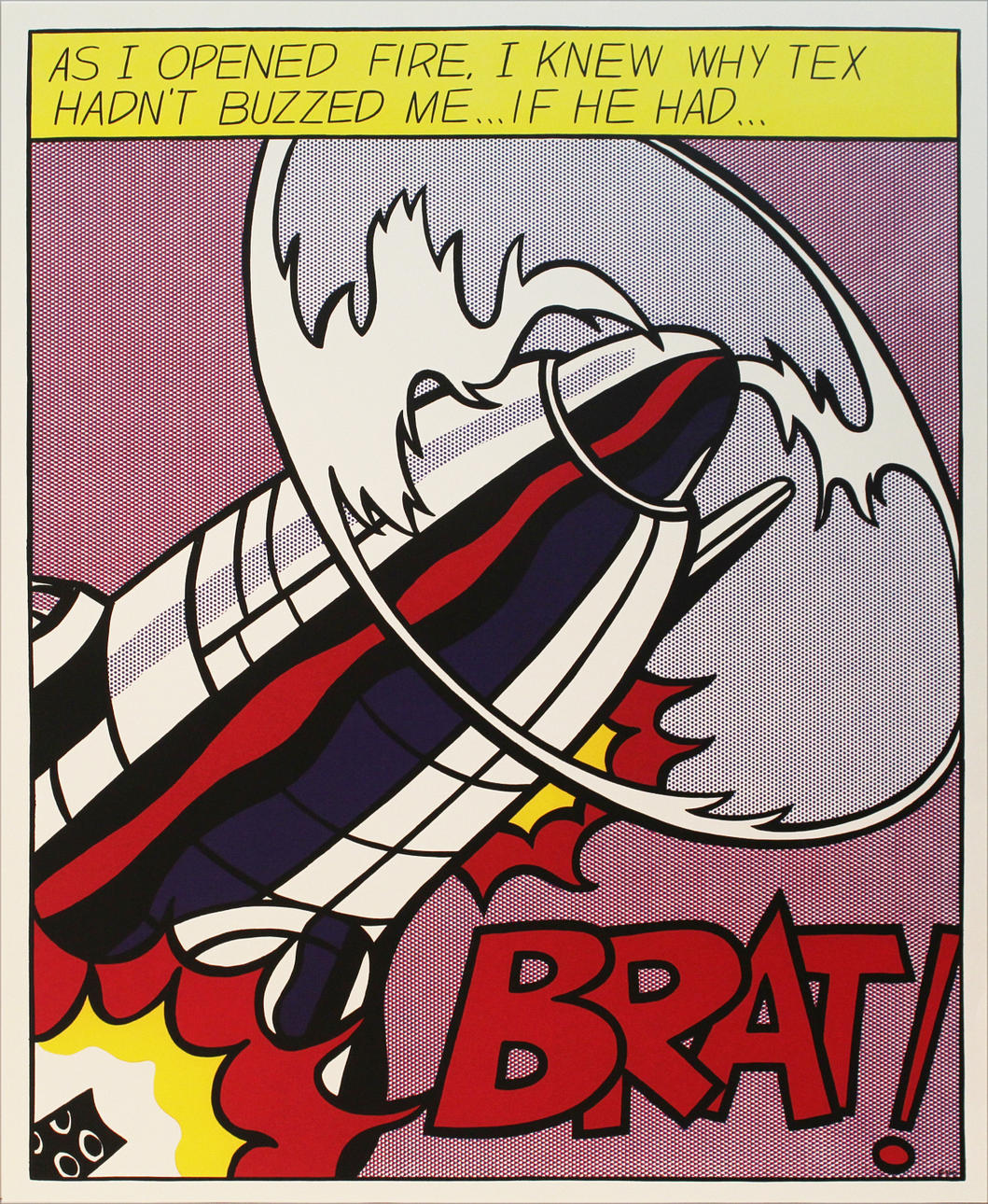 ROY LICHTENSTEIN. "As I opened fire". Triptyck, Offsettryck, (Vintage). Osignerad.