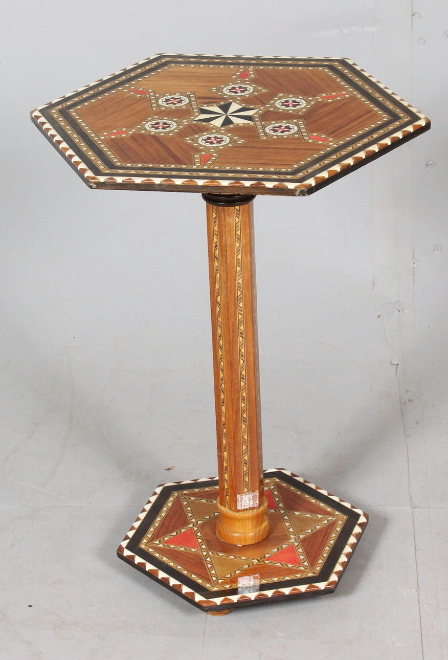 FLOWER table, marquetry.