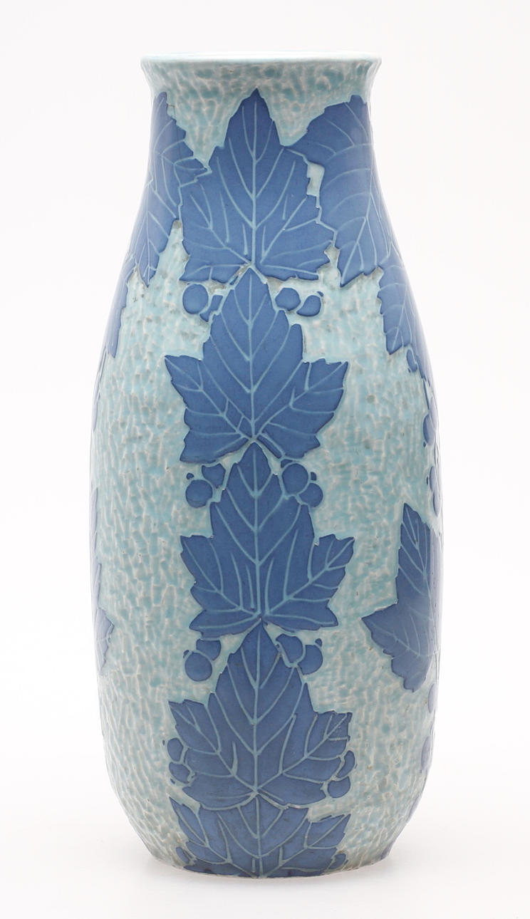 VAS, stengods, jugend, "Sgraffito", Elsa Engeström, Gustafsberg, sign. och dat. 1916.