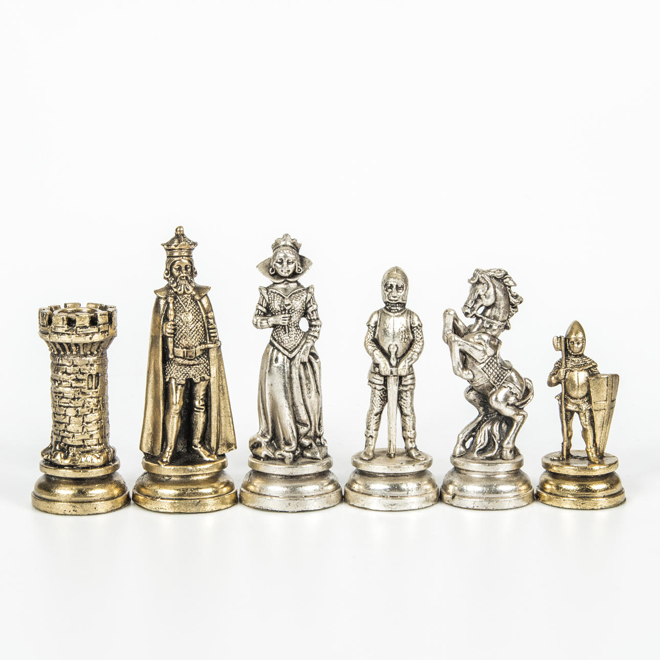 CHESS PIECES, metal.