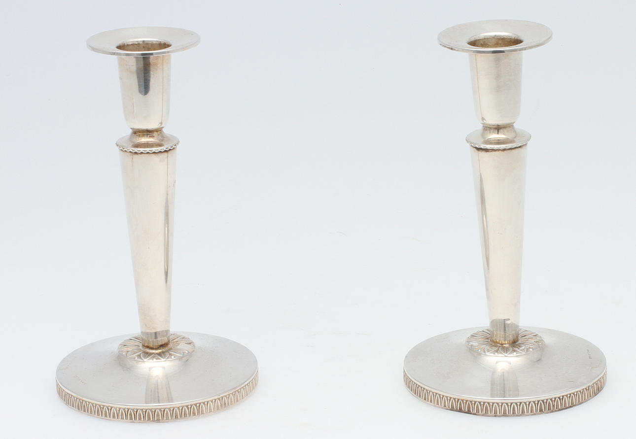 LJUSSTAKAR, ett par, silver, Göteborg 1969.