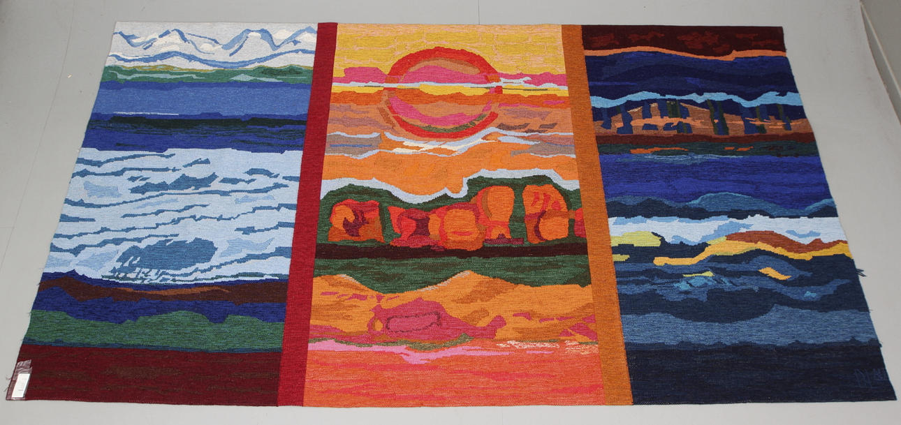 OKÄND KONSTNÄR. Väggvävnad, röllakanteknik, signerad DL-ALT. 180x330 cm, 1900 tal.