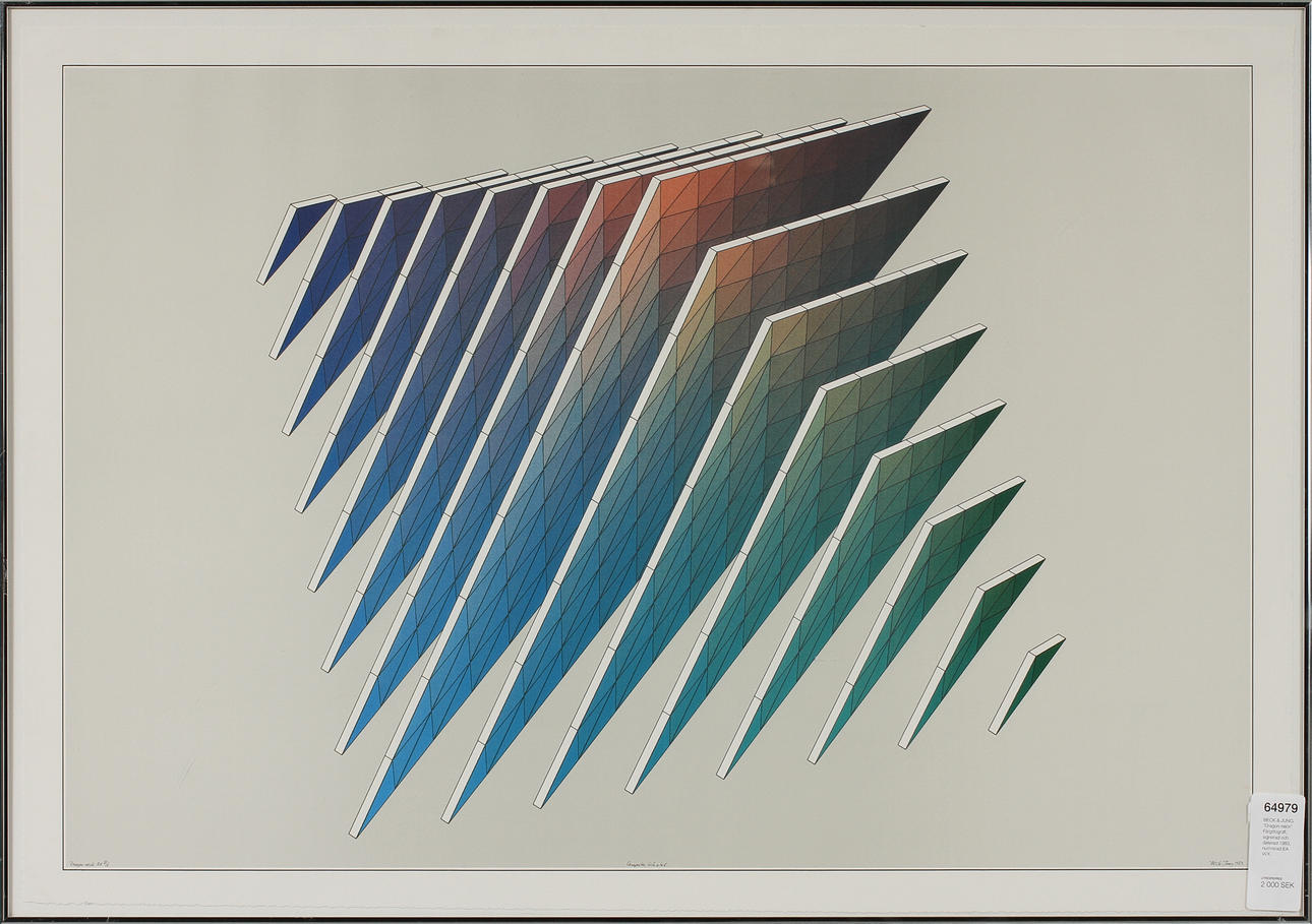 BECK & JUNG. "Dragon neck" Färglitografi, signerad och daterad 1983, numrerad EA VI/X.