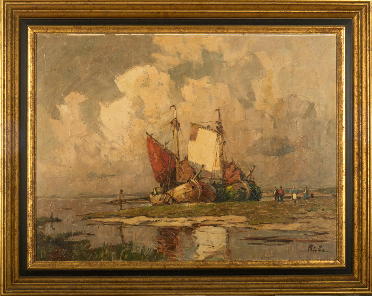 RUDOLF PRIEBE. FISCHERBOOTE AM STRAND.