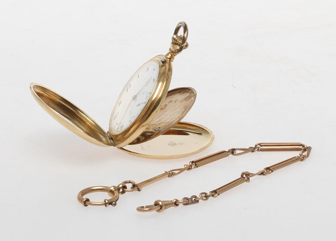 FICKUR, savonett, 18k guld i ytterboett. Tot vikt 95,7 gram.