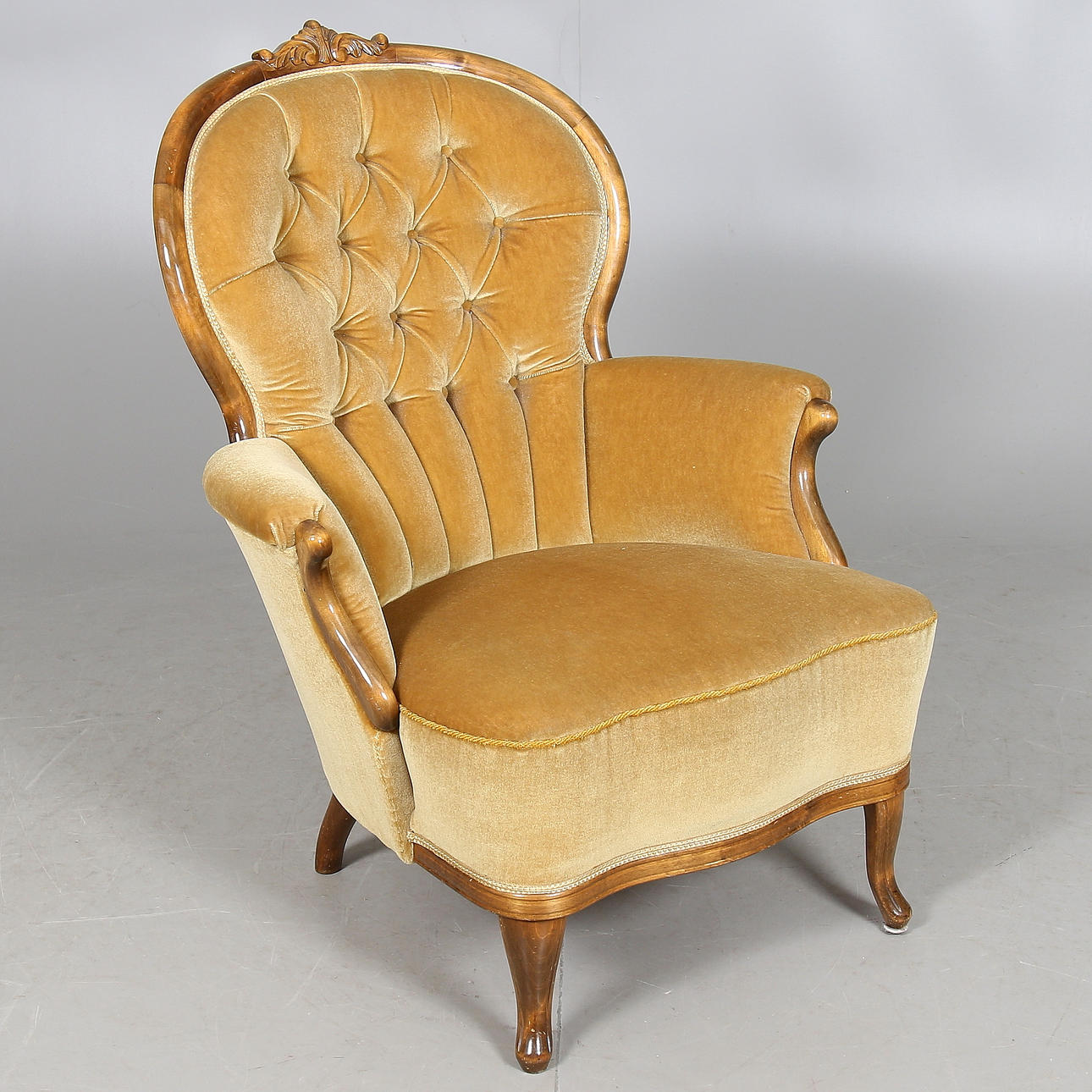 LÆNESTOL, plys, træ, 1940'erne.