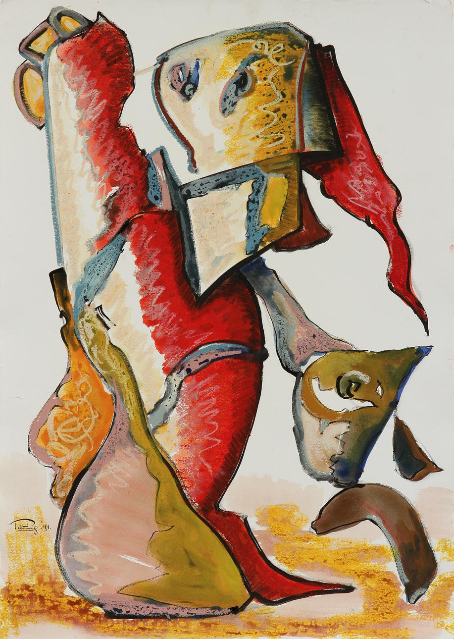 QUINTUS JAN TELTING. Blandteknik. Signerad -91.